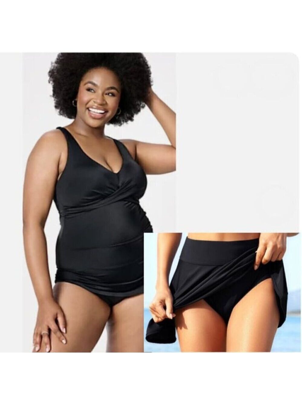 Black Tankini bikini two piece set size 2X